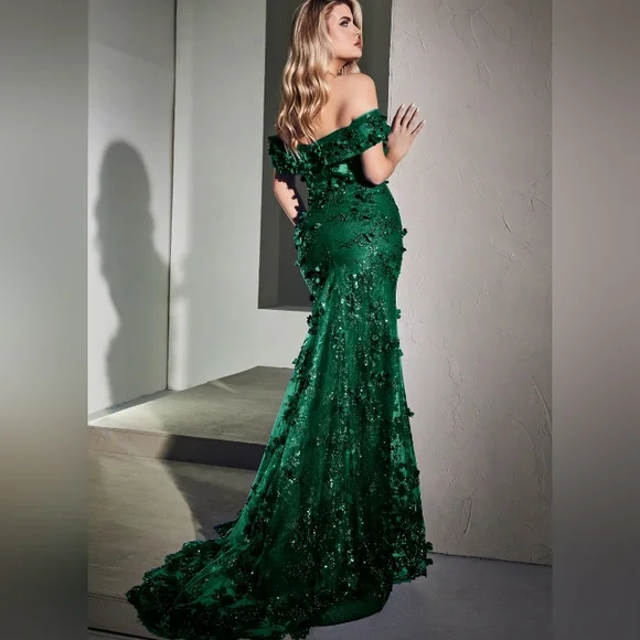 Royal blue,red, off the shoulder gown,black formal dress - Picture 3 of 8